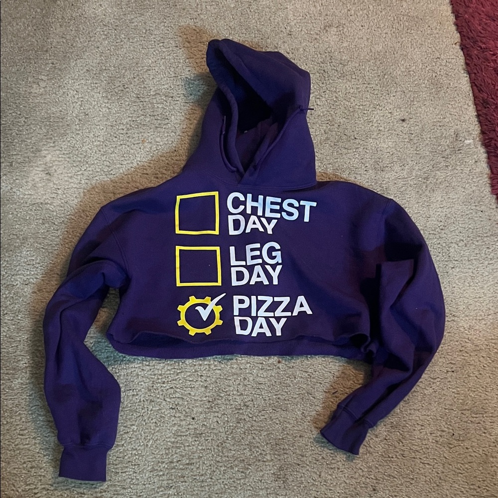 Planet fitness inspired pizza day crop hoodie